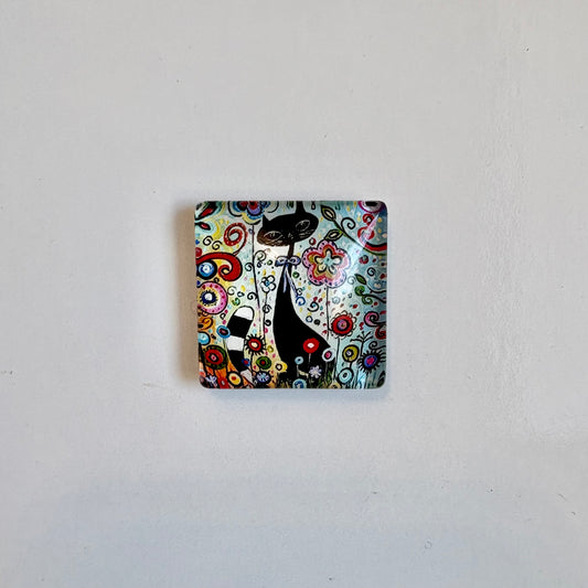Black Cat Floral Square Crown
