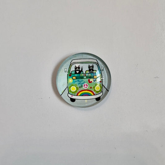 VW Van Rainbow Cats Round Crown