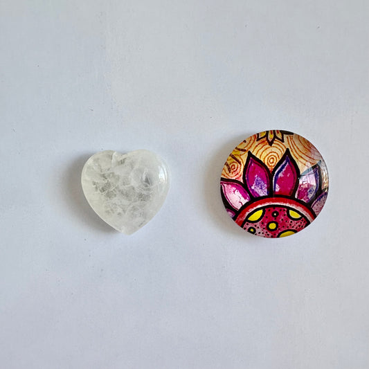 Clear Quartz/Red Mosaic Flower Set