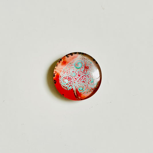 Crown - Teal and Red Swirly Tree Magnet